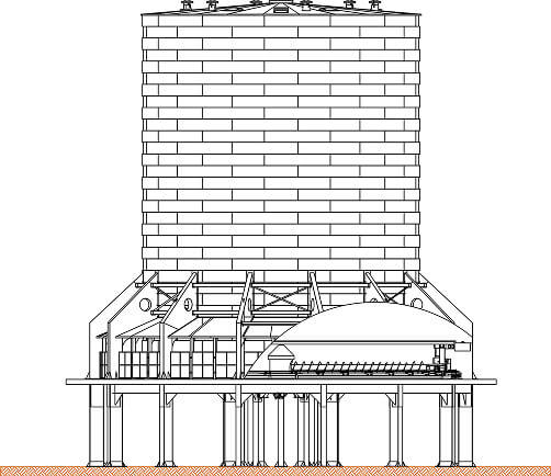 Vertical Silo with Bi-supported Screw Externally Driven